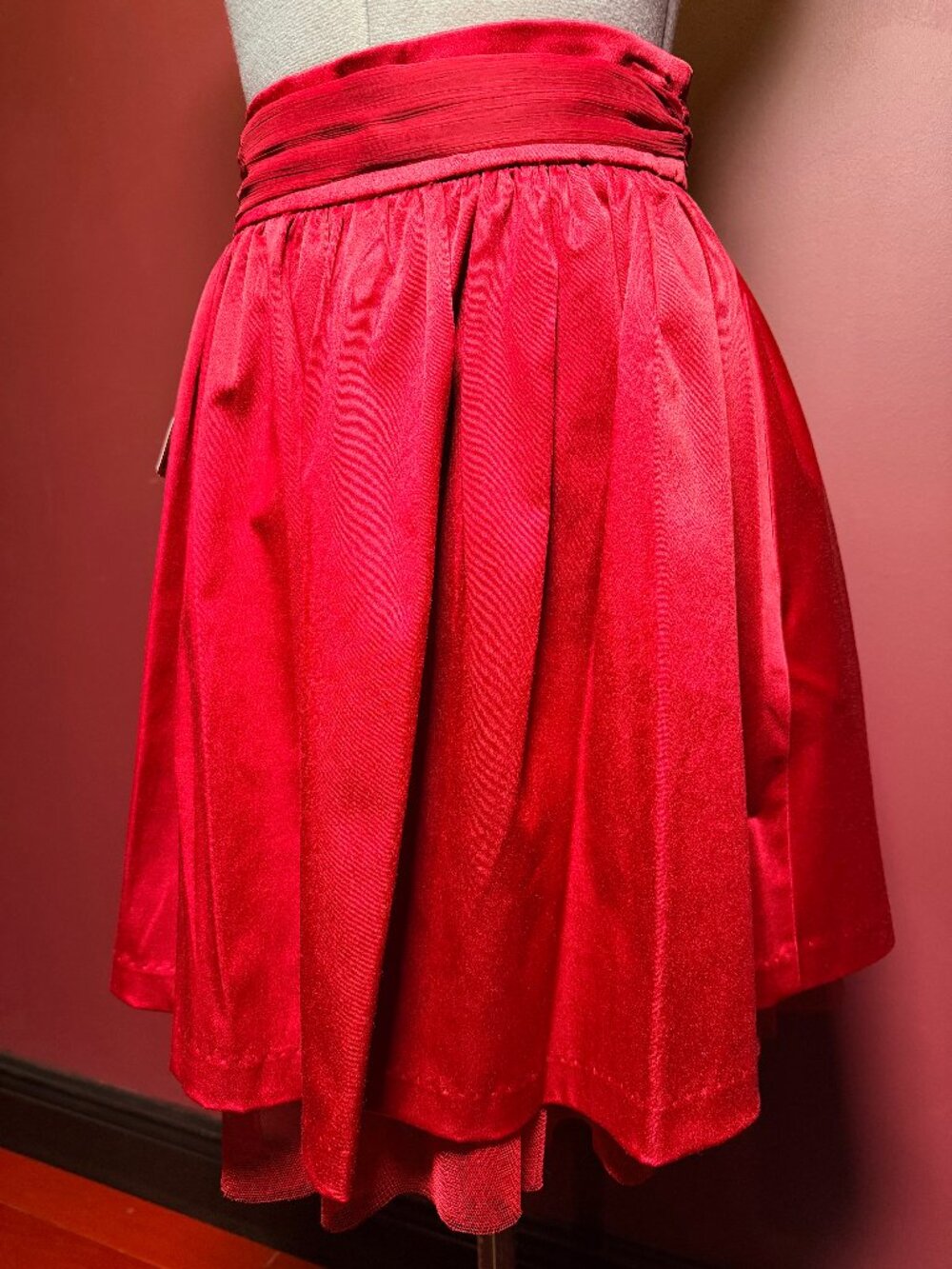 Satin Tulle Tutu Mini Skirt - Burgundy Small - NWT